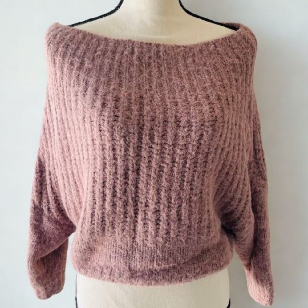Lulus Mauve Ribbed Off-Shoulder Sweater - Cozy Fall Knit S/M 🩷